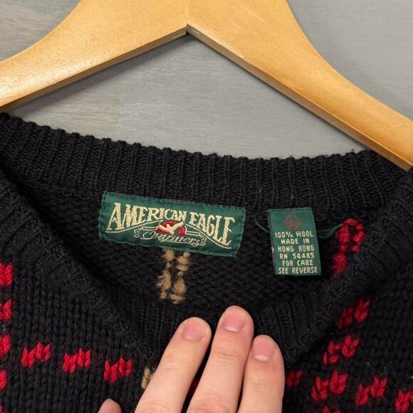 Vintage American Eagle Retro 100% Wool‎ Chunky Sweater Large - Picture 3 of 5